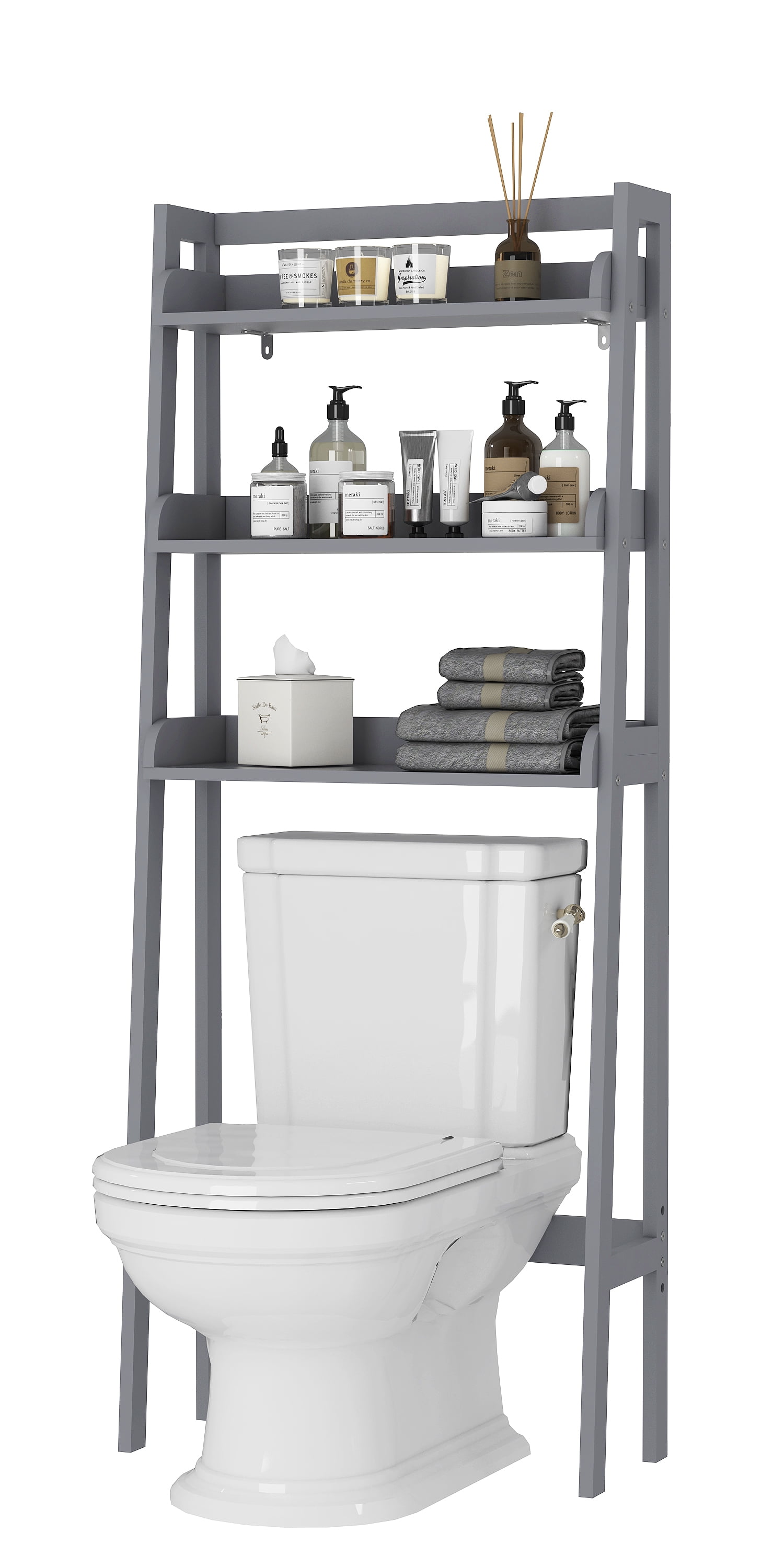 Gray 3-Tier Over Toilet Bathroom Organizer Shelf