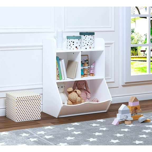UTEX Toy Storage Organizer, 40" Kids Toy Storage Cubby with Bins,Toy Boxes and Storage for Playroom,Bedroom,Nursery School,White
