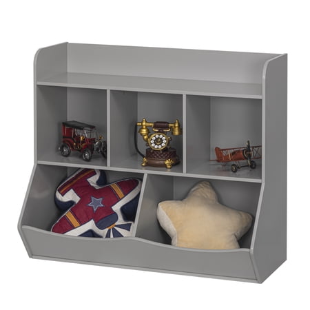 UTEX Toy Storage Organizer with Bookcase, Kid’s Bin Storage Unit with 8 Compartments &3 Baskets Bins, Toys Box Organizer, Kid’s Multi Shelf Cubby for Books,Toys (Gray)