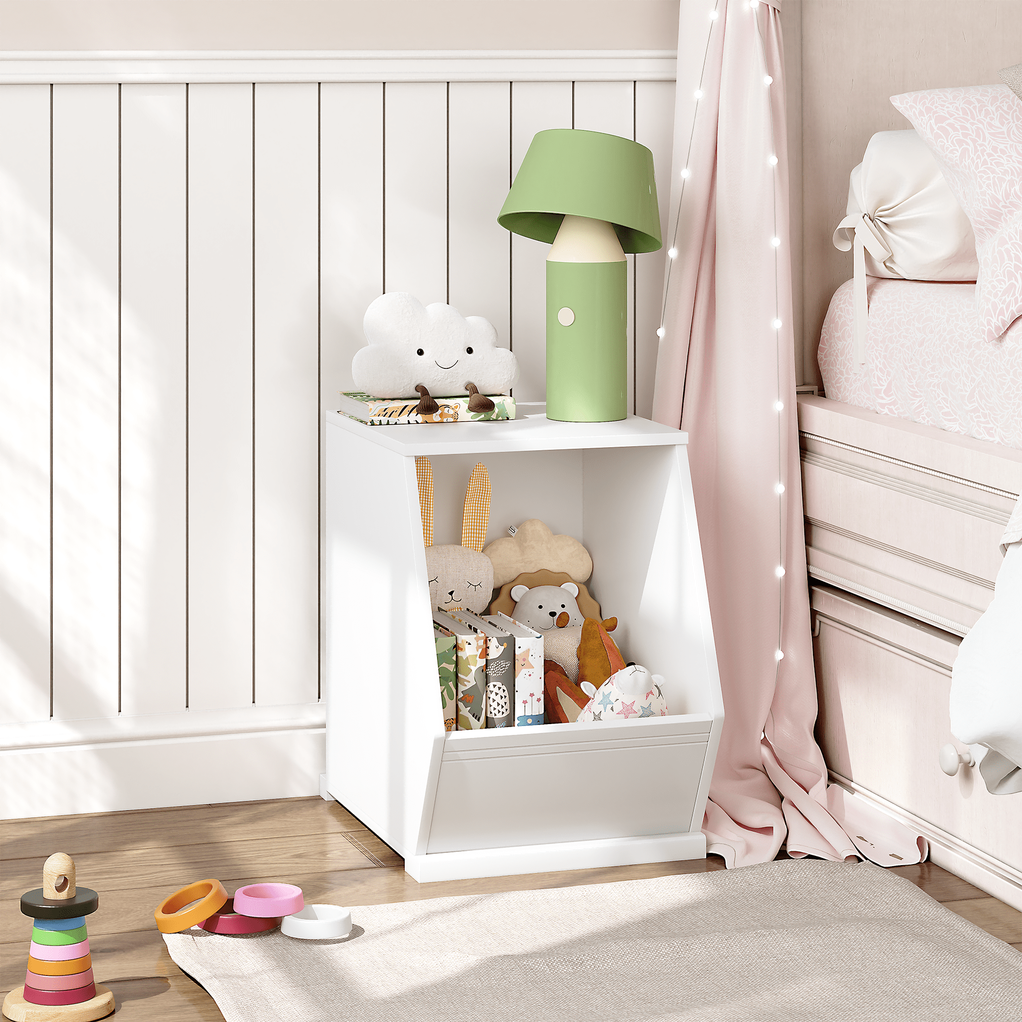 UTEX Toy Storage Organizer,Stackable Kids Toy Storage Cubby,Toy Boxes and Storage for Playroom,Bedroom,Nursery School,White
