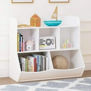 UTEX Toy Storage Organizer with Bookcase, Kids Bin Storage Unit with 8 Compartments &3 Baskets Bins, Toys Box Organizer, Kids Multi Shelf Cubby for Books,Toys