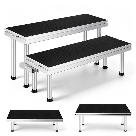 UTHCLO Adjustable Portable Stage stairs Two-Level Staircase for 24" & 16"High Stage | 8" & 16" High Collapsible Risers