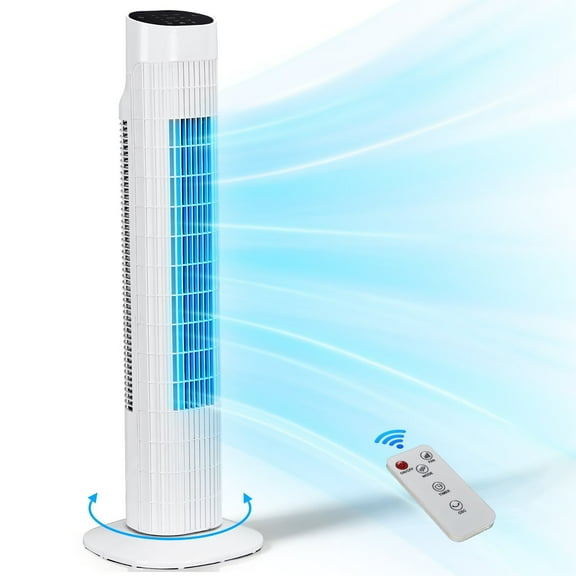 Tower Fan for Bedroom, 31" Oscillating Electric Fan with Remote, 3 Modes, Quiet Fan for Home, Office(White)
