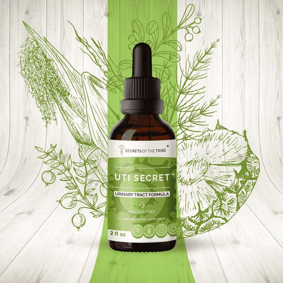 Secrets Of The Tribe UTI Secret Blend Tincture Dietary Supplement, Natural Extract, Made from Cranberry, Bromelain, Pineapple, Uva Ursi, Oregon Grape, Corn Silk, Horsetail 2 oz