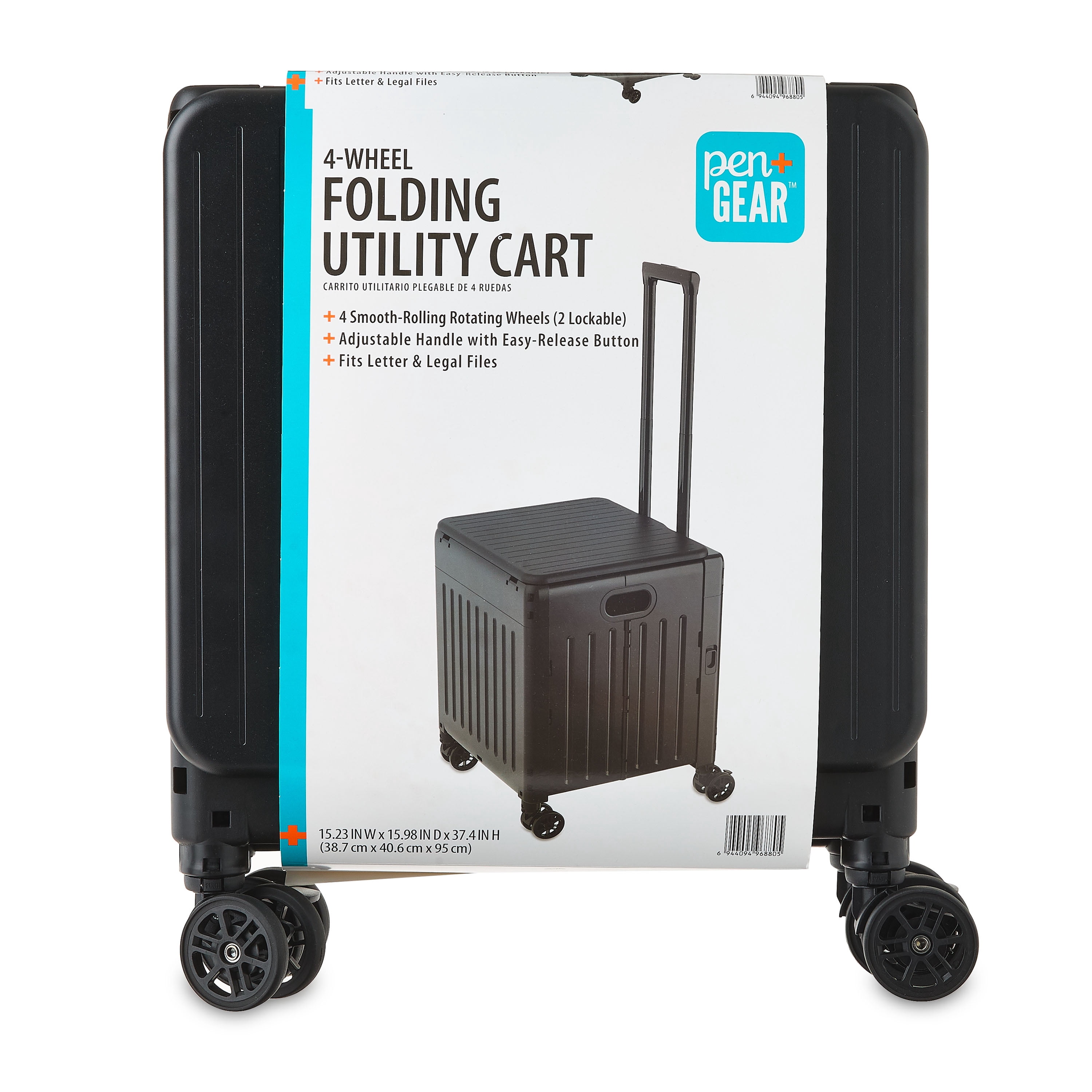 Pen+Gear Black 4-Wheel Folding Utility Cart