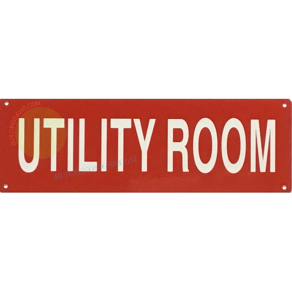 UTILITY ROOM SIGN(4x12,RED,ALUMINUM) -ref19722