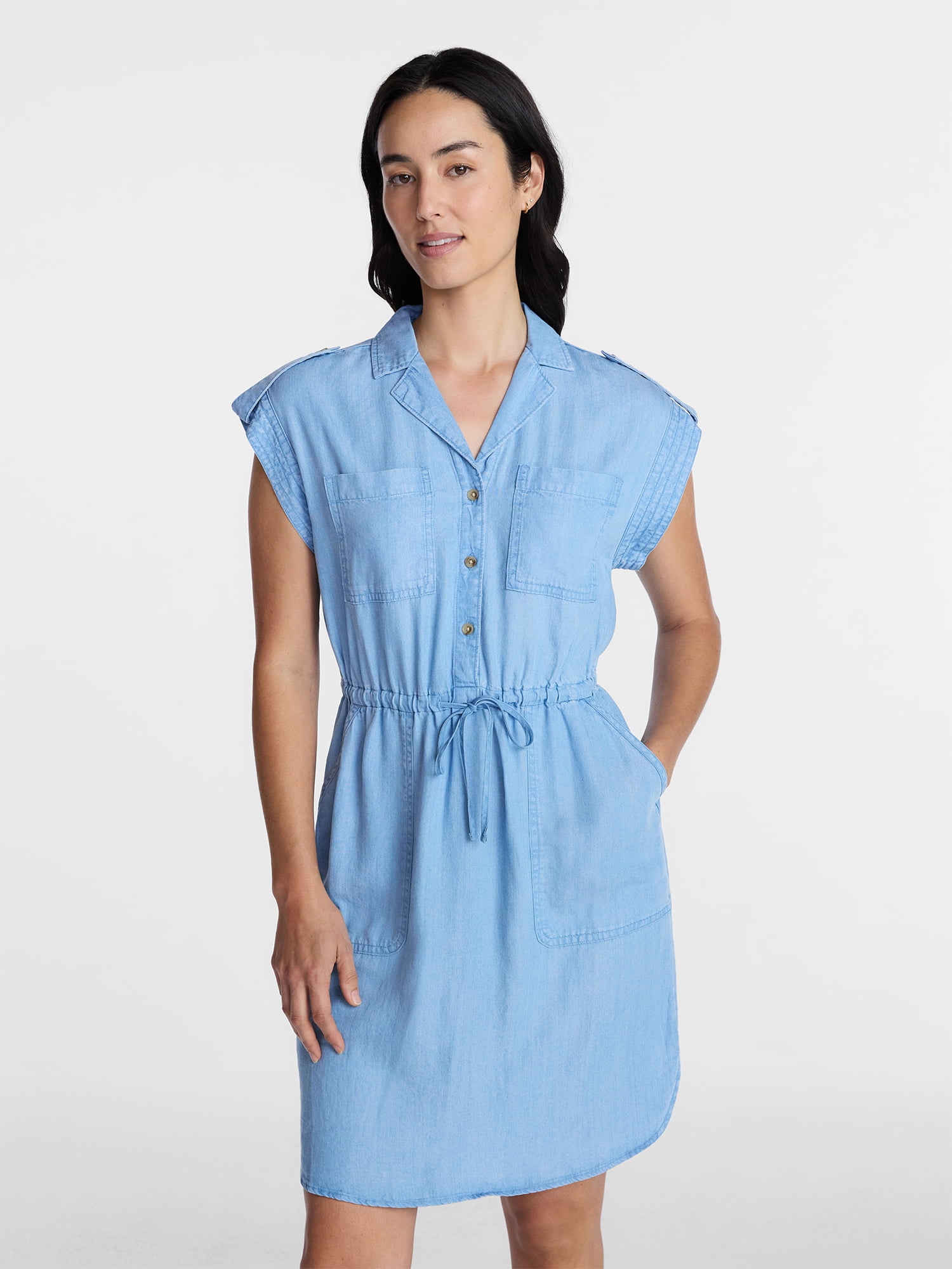 Time and Tru Women's Utility Shirtdress, Sizes XS-XXXL