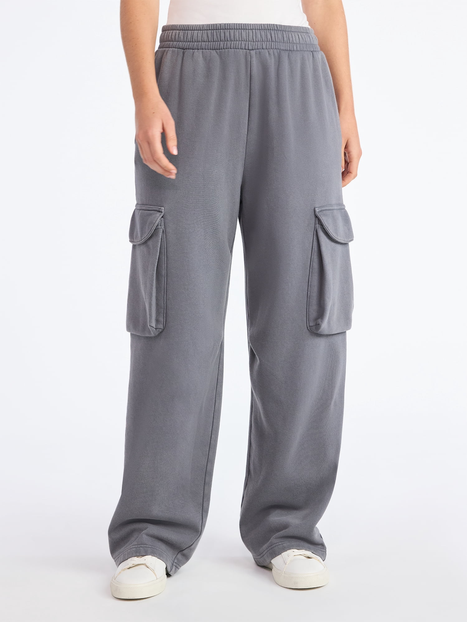 Scoop Women's and Women's Plus Utility Wide Leg Cargo Sweatpant, Sizes XS-4X