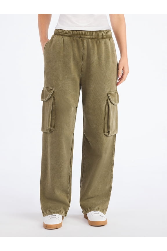 Women's and Women's Plus Utility Wide Leg Cargo Sweatpant, Sizes XS-4X