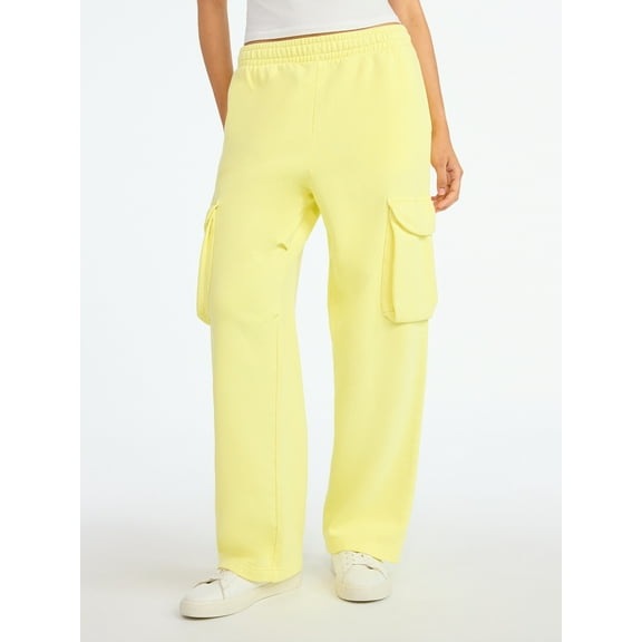 Scoop Women’s Mineral Washed Wide Leg Cargo Sweatpants, Sizes XS-XXL