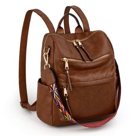 UTO Backpack Purse for Women Vegan Leather Fashion Convertible Design Shoulder Bag Travel Backpack(Brown 2)