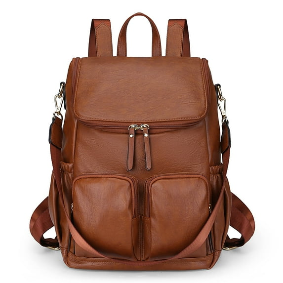 UTO Backpack Purse for Women Vegan Leather Fashion Convertible Travel Backpacks and Shoulder Bag(Brown)