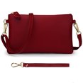 thumbnail image 1 of UTO Crossbody Purse for Women Genuine Leather Wristlet Wallet Clutch Purses Handbag with Detachable Shoulder Strap(Wine Red), 1 of 8