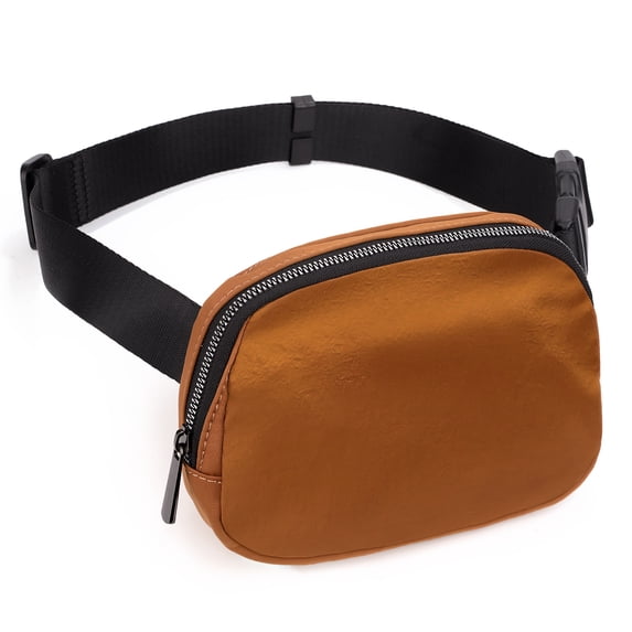 UTO Fanny Pack for Women Nylon Waterproof Waist Belt Bag Fashion Cross Body Bags with Zipper Pocket Adjustable Strap(Brown)