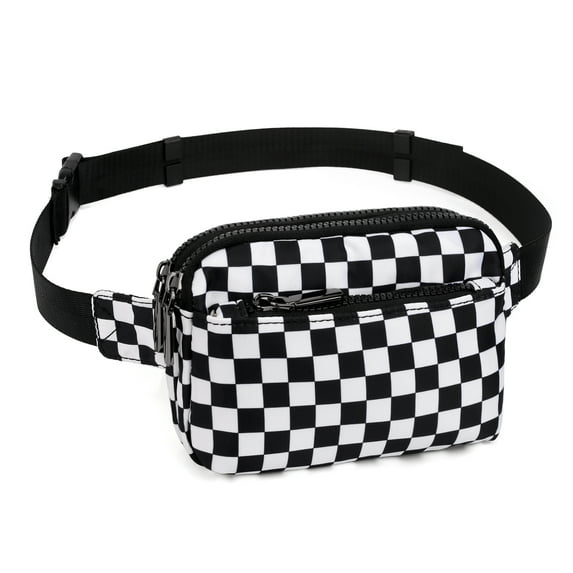 UTO Fanny Packs for Women Waterproof Waist Bag Nylon Fashion Small Crossbody Belt Bag with Zipper Pocket for Travel(Black)