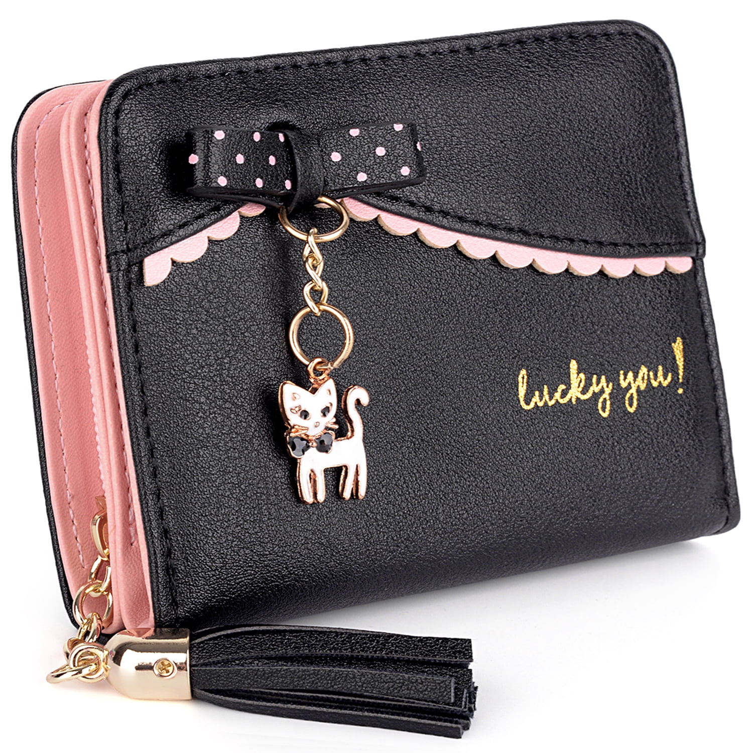Women's Cute Wallet - Small Bifold Card Holder With Pendant For Girls, Compact Purse For Cards & Cash - View #2