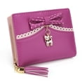 thumbnail image 1 of UTO Girls Wallet Leather Vegan Card Holder Bifold Slim Cute Cat Pendant Women Zipper Coin Purse(Rose Red), 1 of 6