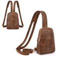 thumbnail image 1 of UTO Small Backpack for Women Vegan Leather Sling Bag Shoulder Travel Daypack Fashion Chest Bag(Brown), 1 of 10