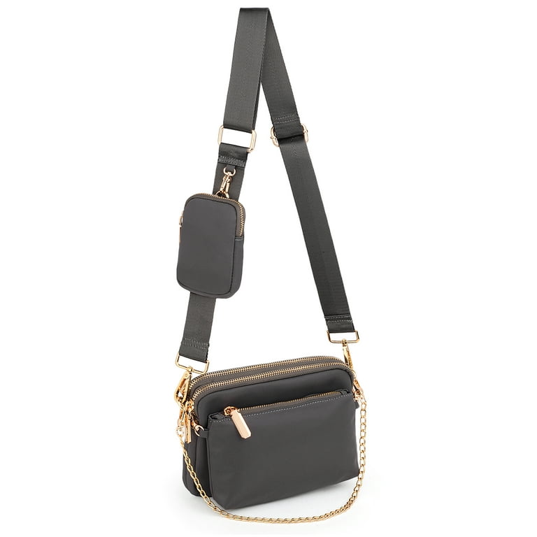 UTO Small Crossbody Bag for Women Nylon 3 in 1 Fashion Multipurpose  Handbags Shoulder with Coin Pouch(Dark Grey)