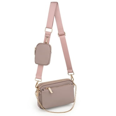 UTO Small Crossbody Bag for Women PU Leather 3 in 1 Fashion Multipurpose Handbags Shoulder with Coin Pouch(Dark Pink)