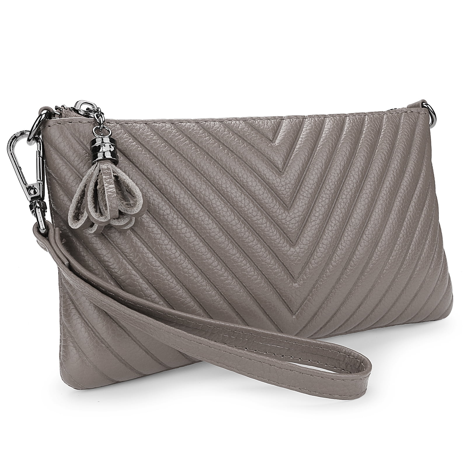 UTO Small Crossbody Clutch Handbag for Women Genuine Leather Wristlet Wallet Purses with Shoulder Strap Grey Walmart