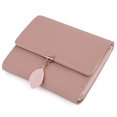 thumbnail image 1 of UTO Small Wallet for Women PU Leather RFID Blocking Card Holder Zipper Coin Purse with Leaf Pendant(Pale Mauve-2), 1 of 7