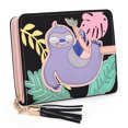thumbnail image 1 of UTO Small Wallets for Girls Women Bifold Sloth Coin Purse Vegan Leather Card Holder with Cute Pendant Tassel(Black), 1 of 8