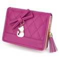 thumbnail image 1 of UTO Small Wallets for Women Girls PU Leather Card Holder Billfold Coin Purse with Cute Cat Tassel Pendant(Rose Red), 1 of 6