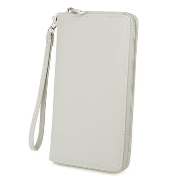 UTO Wallets for Women PU Leather Zip Around Clutch Purse Card Holder Large Capacity Ladies Phone Wristlet(Cross Grey)