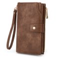 thumbnail image 1 of UTO Wallets for Women Vegan Leather RFID Blocking Trifold Purse Card Holder Ladies Clutch Phone Wristlet(Brown Retro), 1 of 7