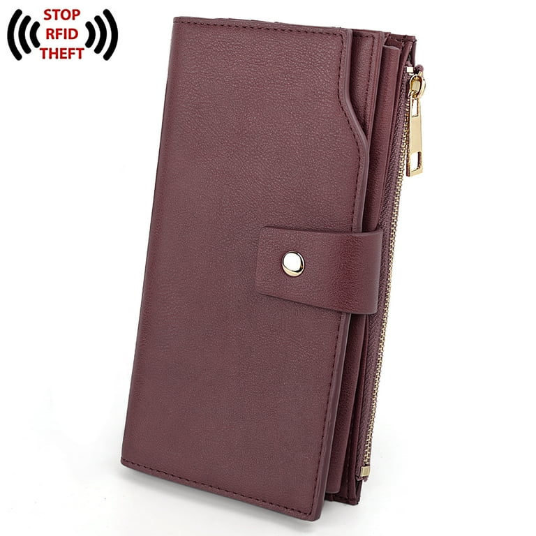 UTO Wallets for Women Vegan Leather RFID Blocking Trifold Purse
