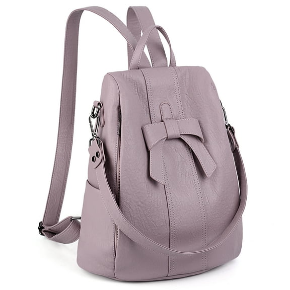 UTO Women Backpack PU Leather Ladies Fashion Handbags Backpacks Lightweight Travel Shoulder Bag(Pink Purple)