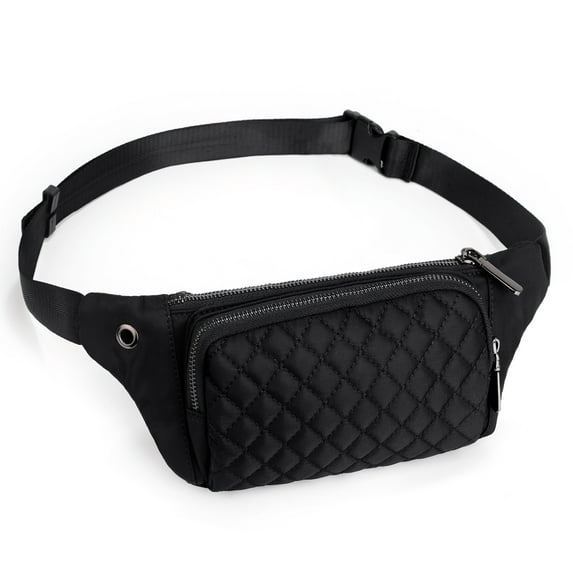 UTO Women Fanny Packs Belt Bag Nylon Crossbody Purse Lightweight Waist Bags Travel Casual with Adjustable Strap(Black-1)