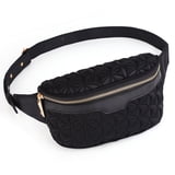 UTO Women Nylon Belt Bag Crossbody Waist Bag Large Capacity Fashion Bum Bags for Travel Hiking(Black)