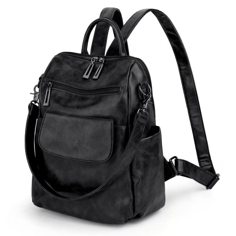 Black Vegan Leather Woman\'s Backpack Purse Amazon.com: sqlp Daily Use Backpack Purse for Women Vegan  main image 3