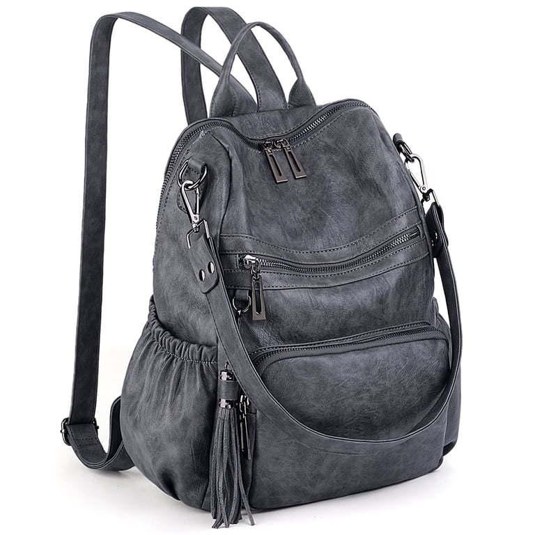 Large Leather Backpack Purse Convertible Shoulder Bag Tassel Detail Travel UTO Convertible Travel Backpack Purse, Fashion PU Leather  main image 3