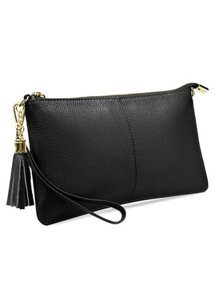 Black real outlet leather purse