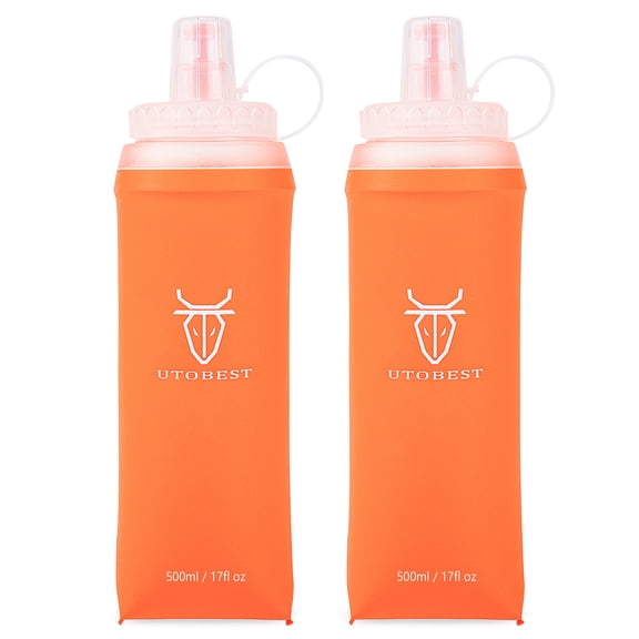 UTOBEST Soft Flask 500ml 2pcs Collapsible Water Bottles BPA Free for Outdoor