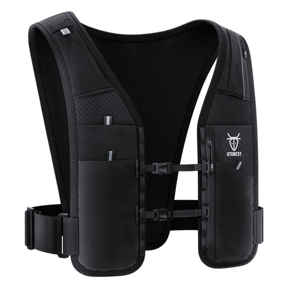 UTOBEST UTR113 Reflective Running Vest Adjustable Hydration Pack Phone Holder with Led Light, S