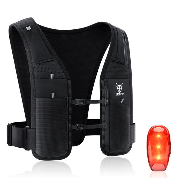 UTOBEST UTR113 Reflective Running Vest Hydration Pack Adjustable Phone Holder with Led Light, M