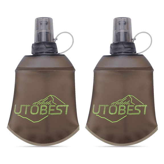 UTOBEST UTR219 150ml Soft Flask Collapsible Water Bottles, Green, 28mm Opening, with Bite Valve (2 Count)