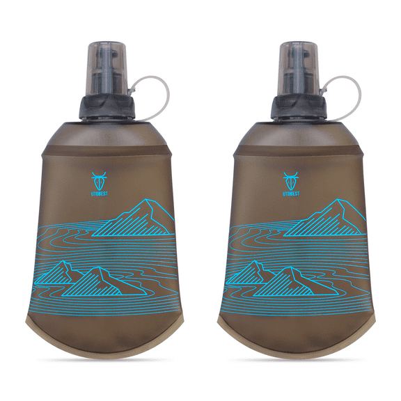 UTOBEST UTR219 200ml Soft Flask Collapsible Water Bottles, Blue, 28mm Opening, with Bite Valve (2 Count)
