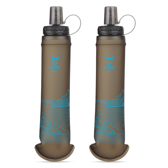 UTOBEST UTR219 500ml Soft Flask Collapsible Water Bottles, Blue, 42mm Opening, with Bite Valve (2 Count)