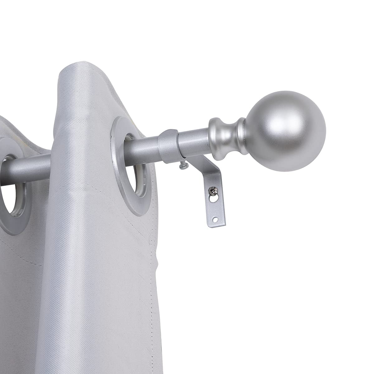 Adjustable Nickel Curtain Rod with Decorative Finials, 48-86 inches