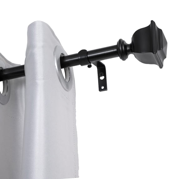 UTOPIA ALLEY Wall Mounted 3/4 Inch Curtain Rod - Curtain Rods For Windows 48 to 86 Inch, Adjustable Drapery Rods, Black Curtain Rods, Bedroom Curtain Rods, Tapestry Poles (Black, 48"-86")