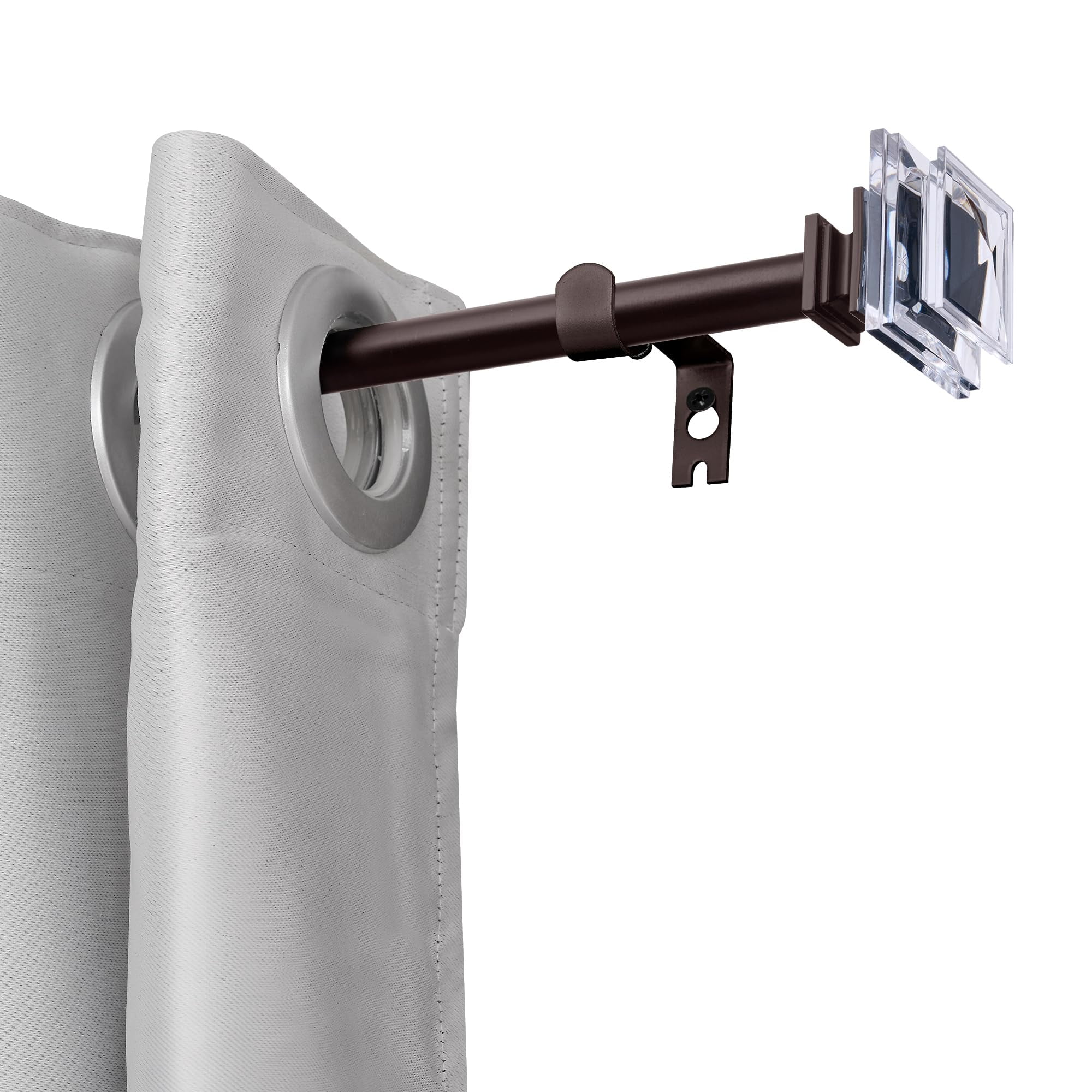 Adjustable Oil Rubbed Bronze Curtain Rod with Crystal Finials