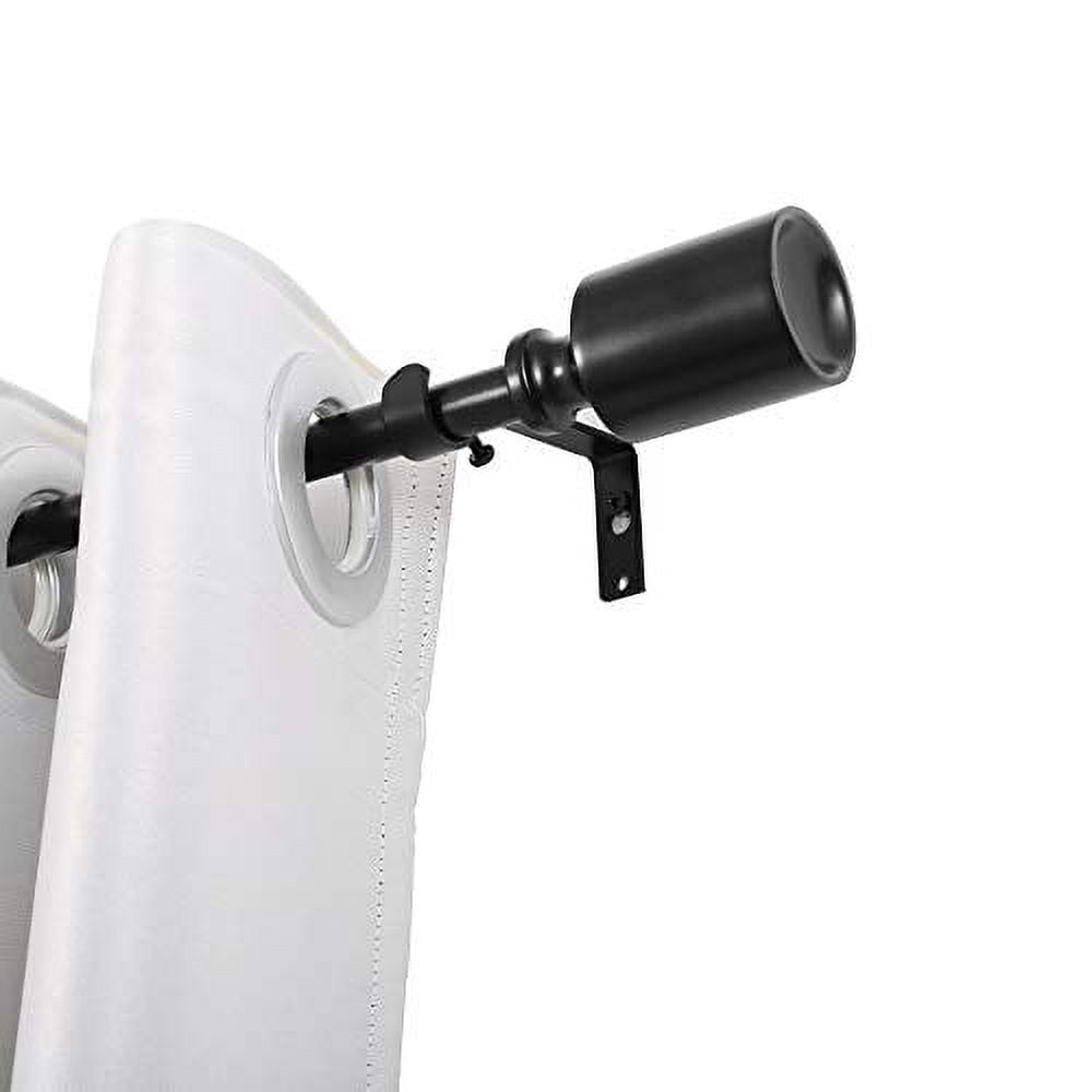 Adjustable Black Metal Curtain Rod with Decorative Finials, 86-120 Inch