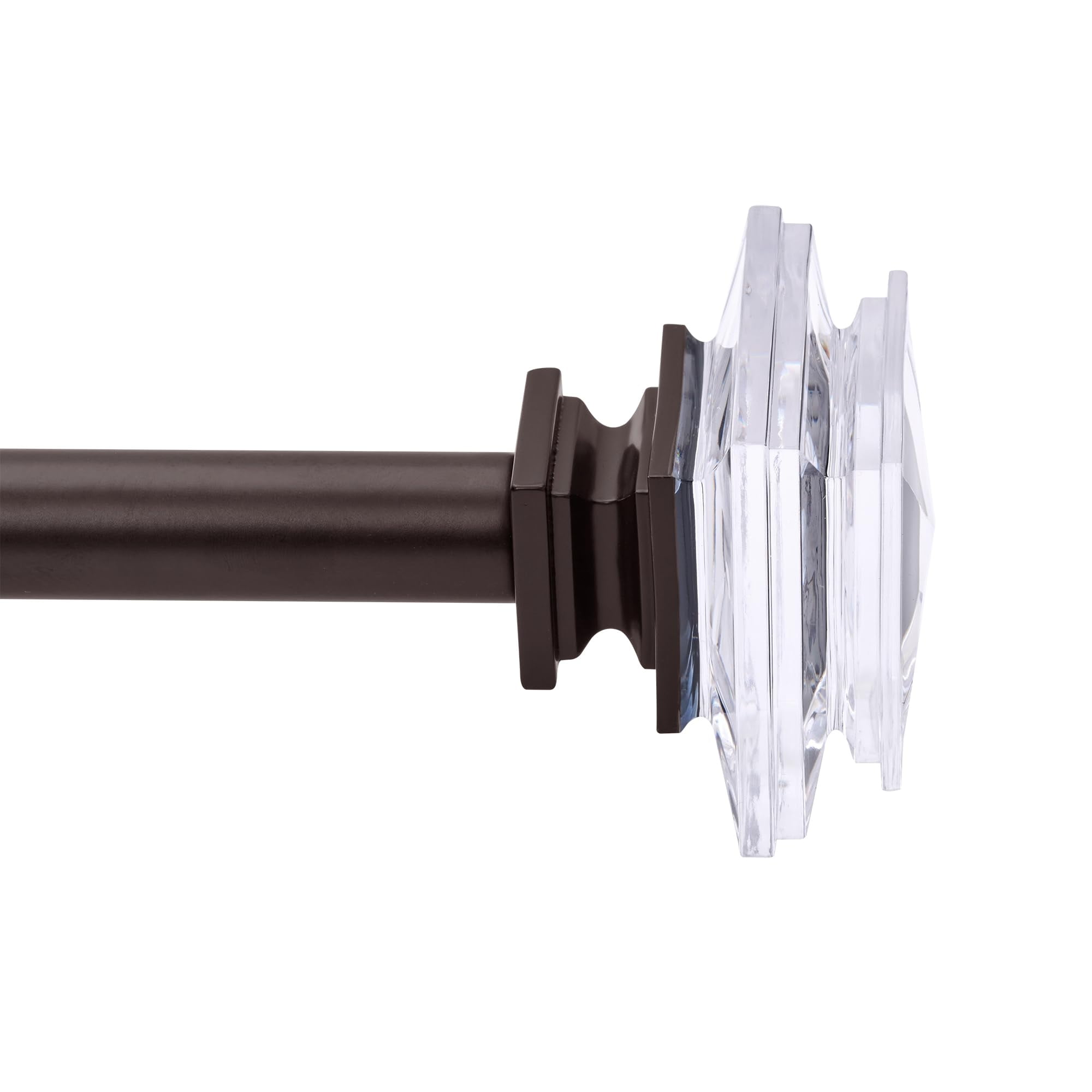 Adjustable Oil Rubbed Bronze Curtain Rod with Crystal Finials