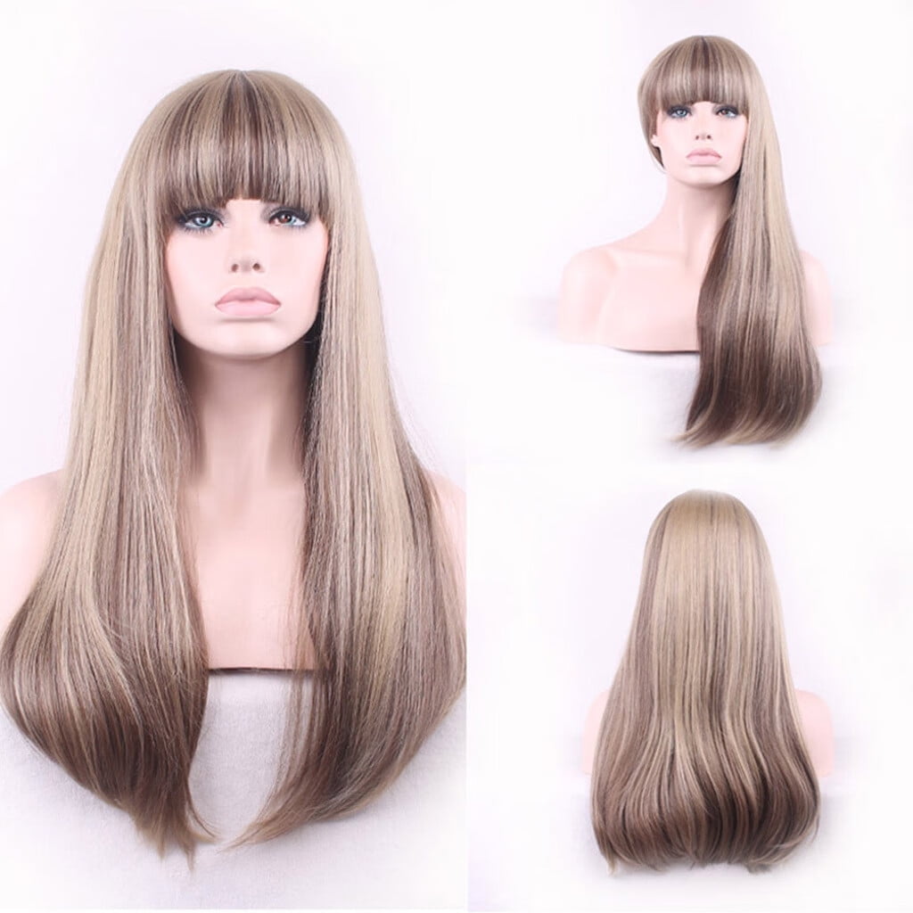 UTOURS Brazilian Virgin Hair Full Lace Cap Band Human Hair Wigs For Black Women Fashion Straight Gold Synthetic Natural Hair Wig Long Full Wigs Party Hair Wigs