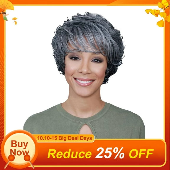 UTOURS Human Hair Wigs For Women Black Color Natural Lace Hair Fashion Women's Sexy Full Bangs Wig Short Wig Curly Wig Stylin